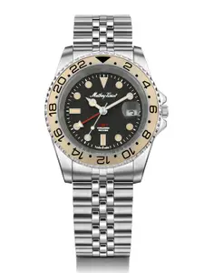 Mathey-Tissot Swiss Made Vintage GMT Black Dial Analog  Watch For Men -  H903RNC