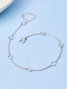 Mia by Tanishq Polished Petite 93 KT Silver-Plated Link Single Anklet