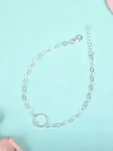 Mia by Tanishq Glimmer Halo Silver-Plated Link Anklet