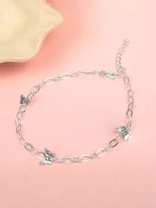 Mia by Tanishq Wings Of Grace 93 KT Silver-Plated Butterfly-Charm Single Anklet