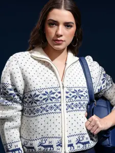 ESPYR By Tokyo Talkies Women High Neck Long Sleeves Cable Knit Sweaters