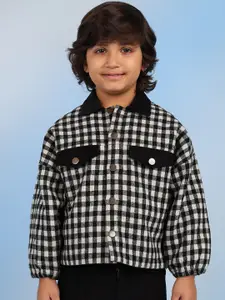 BAESD Boys Spread Collar Checked Cotton Casual Tailored Lightweight Jacket