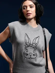 Tokyo Talkies Women Embroidered Sweater Vest