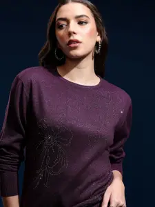 Tokyo Talkies Women Embroidered Pullover Sweater