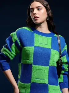 Tokyo Talkies Women Checked Pullover