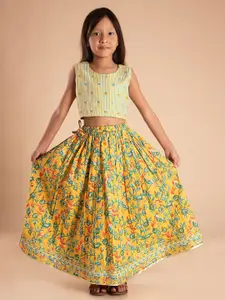 Sangria Girls Printed Pure Cotton Lehenga With Choli