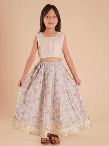 Sangria Girls Floral Printed Pure Cotton Lehenga With Choli