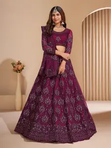 Aika Embroidered Beads and Stones Semi-Stitched Lehenga & Unstitched Blouse With Dupatta