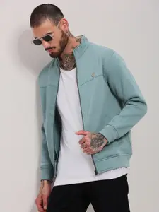 SHOWOFF Men Mock Collar Front-Open Sweatshirt