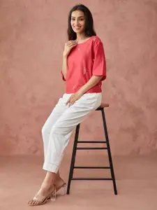 Fabindia Women Embroidered Cotton Top