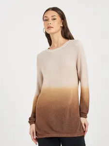 Styli Women Boat Neck Regular Length Regular Fit Ombre Jumper