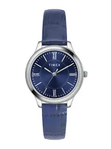 Timex Women Brass Dial & Leather Straps Analogue Watch TWEL149SMU08