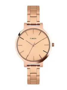 Timex Women Brass Dial & Stainless Steel Bracelet Style Straps Analogue Watch TWHL41SMU05