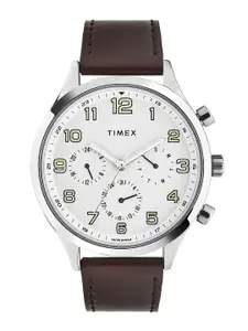 Timex Men Brass Patterned Dial & Leather Straps Reset Time Analogue Watch TWHG03SMU07