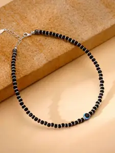 GIVA 925 Silver Rhodium Plated Evil Eye Anklet