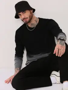 SHOWOFF Men Colourblocked Round Neck Pullover Cotton Sweater