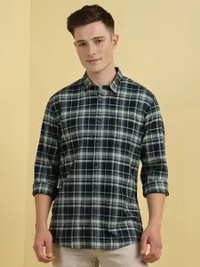 Allen Solly Men Custom Fit Spread Collar Tartan Checked Cotton Casual Shirt
