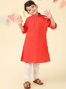 Fabindia Boys Ethnic Motifs Mandarin Collar Straight Kurta