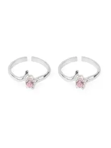 Paavni 925 Sterling Silver Stone Studded Toe Rings