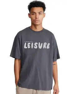 London Hills Men Typography Printed Round Neck Cotton Relaxed Fit T-shirt