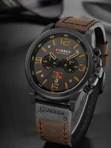 Curren Men Chronograph Multi-function Waterproof Quartz Watch CR-8314-Y-Brown