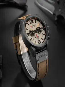 Curren Men Brass Embellished Dial Analogue Watch CR-8314-BlackBrown