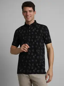 SIMON CARTER LONDON Men Conversational Printed Polo Collar Cotton T-shirt