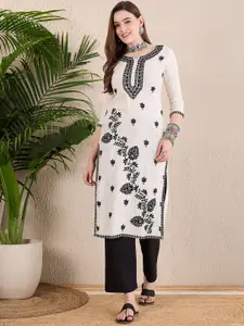 Anouk Floral Embroidered Thread Work Regular Straight Kurta