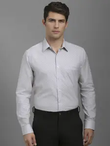 Louis Philippe Men Spread Collar Geometric Printed Cotton Formal Shirt