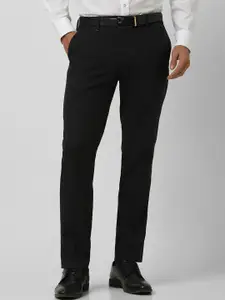 Van Heusen Men Checked Slim Fit Mid-Rise Formal Trousers