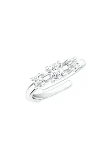 Kicky And Perky 925 Pure Silver Rhodium-Plated Moissanite Studded Finger Ring