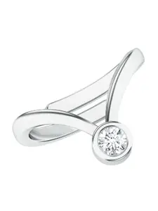 Kicky And Perky 925 Pure Silver Rhodium-Plated Moissanite Studded Finger Ring
