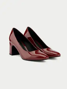 Oroh Women Leather Party Block Pumps