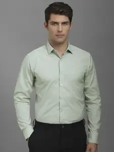 Louis Philippe Men Spread Collar Textured Cotton Formal Shirt