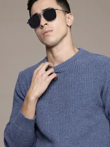 The Roadster Lifestyle Co Men Ribbed Round Neck Full-Sleeved Sweater