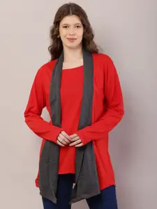 RiseMax Self Design Long Sleeves Shrug