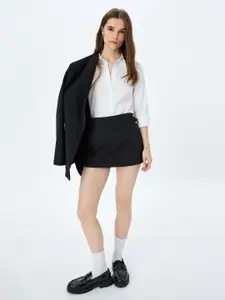 Koton Women Spread Collar Solid Cotton Casual Shirt