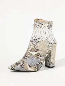LULU & SKY Women Animal Pattern Pointed Toe Ankle Length Boots