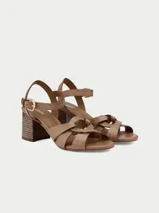 Oroh Women Leather Party Block Open Toe Sandals with Bows