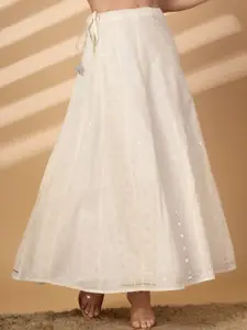 Clora Creation Women Self Design Embellished Cotton Flared Maxi Skirt