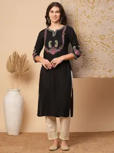FASHOR Ethnic Motifs Embroidered Sequinned Straight Kurta