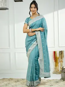 Satrani Embellished Beads and Stones Silk Blend Saree