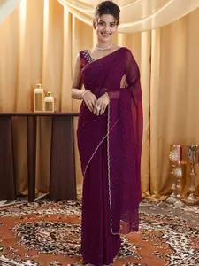 Satrani Embellished Beads and Stones Pure Georgette Saree