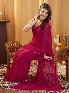 Satrani Embellished Beads and Stones Pure Georgette Saree