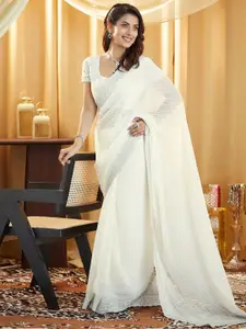 Satrani Women Beads and Stones Pure Chiffon Saree