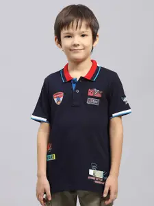 Monte Carlo Boys Sports Printed Polo Collar Applique T-shirt