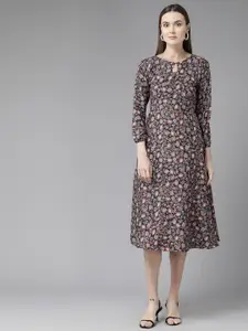 The Roadster Lifestyle Co Women Floral Printed Fit & Flare Dress