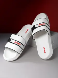 Ducati Men Striped Sliders with Buckle Detail