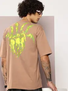Kook N Keech Men Printed Drop-Shoulder Sleeves Oversized T-shirt