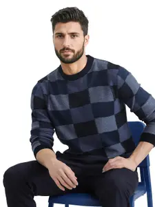 RARE RABBIT Men Checked Boaz Pullover Sweater